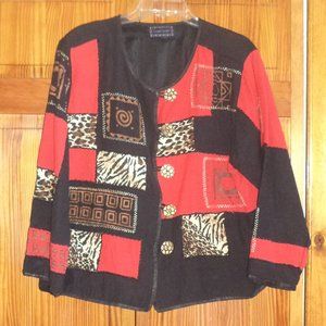 CASUAL DESIGNS  multi color L/S button front jacket sz XL woman